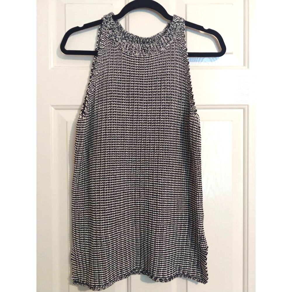 Tommy Bahama Top Woven Sleeveless Black White Small